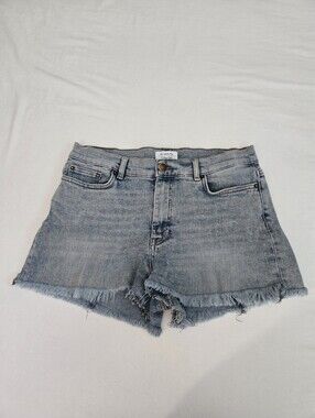 & Other Stories Jean Shorts Frayed Hem Blue Size 28 Boho Festival Biker
